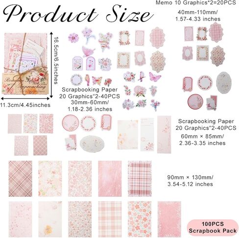 Zelphvt 100 Pcs Floral Scrapbook Paper Vintage Journal Stickers Flower Stickers Aesthetic Assorted Set Scrapbooking Supplies for Journaling Retro Crafts Planner Collage Card Album in Kuwait