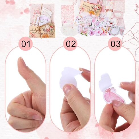 Zelphvt 100 Pcs Floral Scrapbook Paper Vintage Journal Stickers Flower Stickers Aesthetic Assorted Set Scrapbooking Supplies for Journaling Retro Crafts Planner Collage Card Album in Kuwait