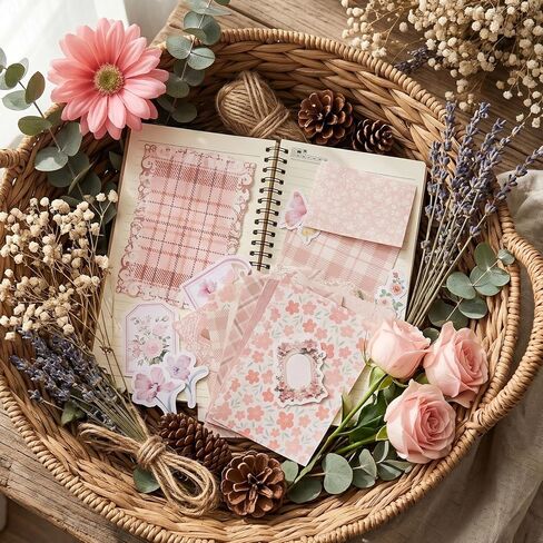 Zelphvt 100 Pcs Floral Scrapbook Paper Vintage Journal Stickers Flower Stickers Aesthetic Assorted Set Scrapbooking Supplies for Journaling Retro Crafts Planner Collage Card Album in Kuwait