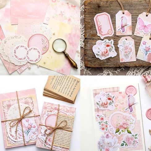 Zelphvt 100 Pcs Floral Scrapbook Paper Vintage Journal Stickers Flower Stickers Aesthetic Assorted Set Scrapbooking Supplies for Journaling Retro Crafts Planner Collage Card Album in Kuwait