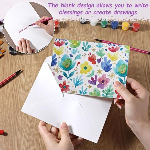 60 Sets Watercolor Cards with Envelopes, 140lb/300 GSM Cotton Heavyweight Foldable Greeting Paper Card, 5x7 Inch Foldable Blank Watercolor Postcards and Envelopes, Greeting Card for All Occasions in Kuwait