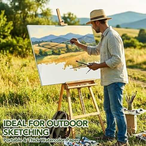 30 Sheets Large Watercolor Paper, 22x30 Inches Cold Press Water Color Paper Pad, 300GSM Thick Heavyweight Large Drawing Paper Bulk for Beginners Artists Professionals in Kuwait