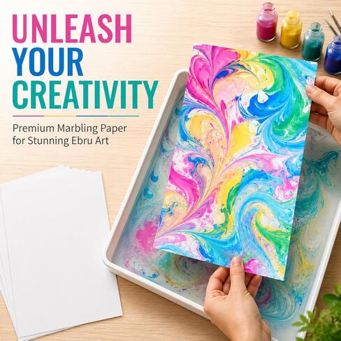 DIYEAH Art Paper Sheet 50 Sheets Pack Water Marbling Paper for Painting Boys and Girls in Kuwait