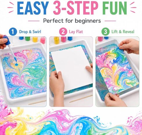 DIYEAH Art Paper Sheet 50 Sheets Pack Water Marbling Paper for Painting Boys and Girls in Kuwait