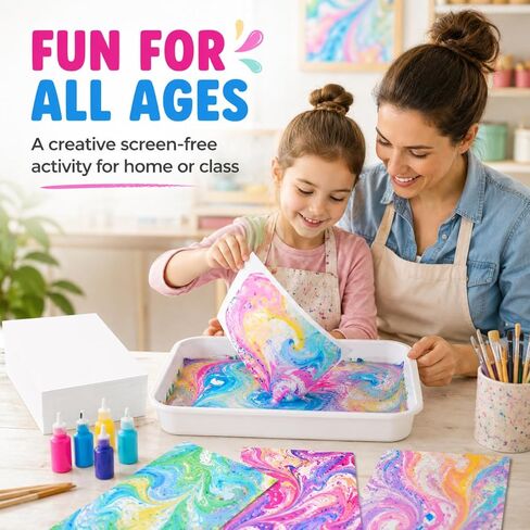 DIYEAH Art Paper Sheet 50 Sheets Pack Water Marbling Paper for Painting Boys and Girls in Kuwait