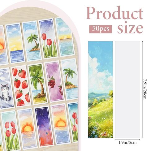 50 Pcs Watercolor Paper Blank Bookmarks 1.9" x 7.8" (5 x 20cm) Cotton Watercolor Cards for DIY Projects School Supply Gifts Tags, No Hole in Kuwait