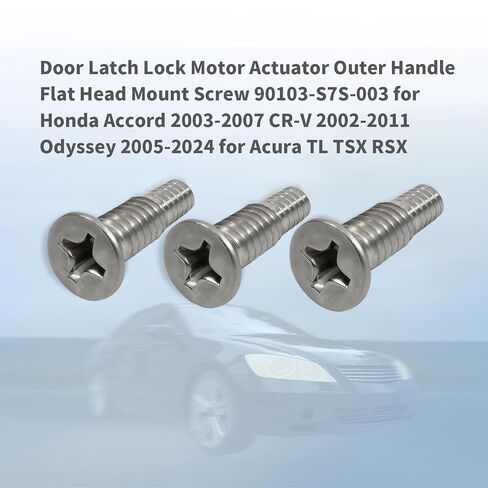 3Pack 90103-S7S-003 Door Latch Lock Motor Actuator Outer Handle Flat Head Mount Screw M6x18.5mm Compatible with Honda Accord Odyssey Acura CR-V in Kuwait