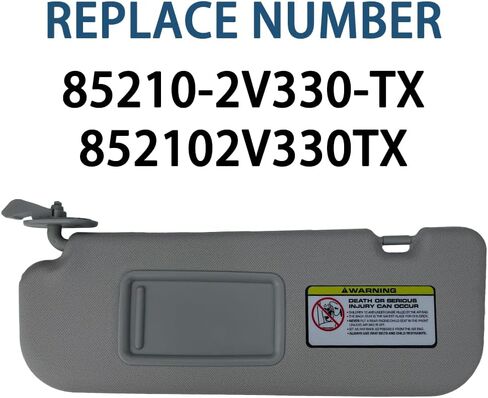 Front Left Driver Side Car Sun Visor Assembly fit for Hyundai Veloster 2012 2013 2014 2015 2016 12 13 14 15 16 Sun Protection Shade & Makeup Mirror Gray OE# 85210-2V330-TX 852102V330TX in Kuwait
