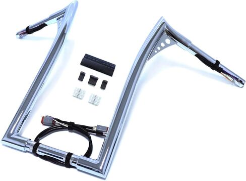 14" Rise Pre-wired 25mm Handlebar Compatible with 96-06 Sportster/Dyna/Softail/Road King (Super Glide) Chrome Pre Drilled Crash Bar in Kuwait