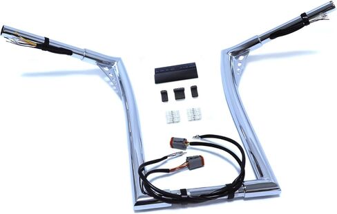 14" Rise Pre-wired 25mm Handlebar Compatible with 96-06 Sportster/Dyna/Softail/Road King (Super Glide) Chrome Pre Drilled Crash Bar in Kuwait