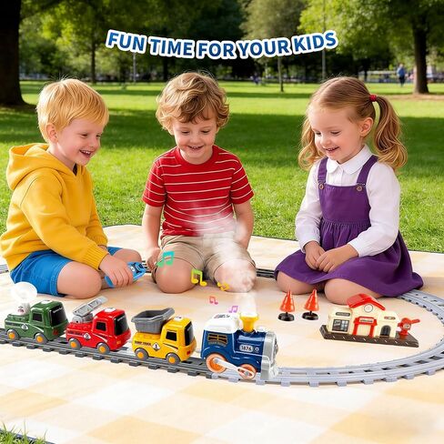 Train Set for Toddlers 2-4, Remote Control Train Toys with Realistic Steam, Music & Lights – Magnetic Connecting Kids Toy for Railway Play, Christmas Birthday Gift for Boys & Girls Ages 3-5 in Kuwait