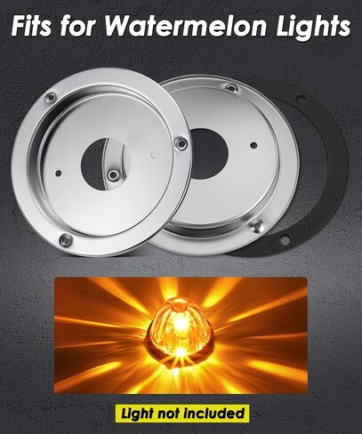 10Pcs Stainless Steel Watermelon Light Bezel Bracket for Watermelon LED Lights, 304 Stainless Steel Mounting Ring with Screws & Gaskets, Universal Truck Trailer RV Light Mount, Lights Not Included in Kuwait