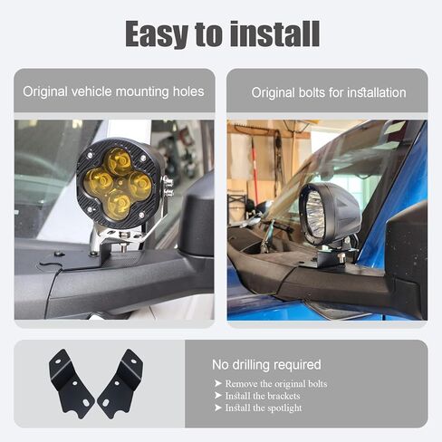 A Pillar Light Mount for Ford Bronco 2021 2022 2023 2024 2025 2026, Auxiliary Offroad Ditch Light Brackets, CNC One-piece Moulding, 1 Pair in Kuwait