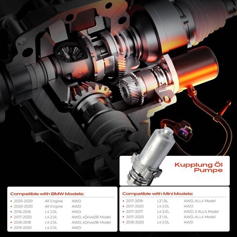 مضخة زيت اقتران A-Premium متوافقة مع BMW 228i/M235i 2020، X1 2016-2020 2.0L، X2 2018-2020 2.0L & Mini Cooper Clubman 2017-2019 1.5L 2.0L، 2020 2.0L، Cooper Countryman 2017-2020 1.5 لتر 2.0 لتر in Kuwait