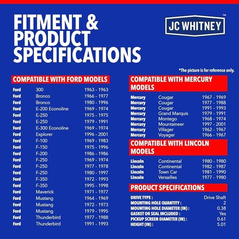 JC Whitney JFBAJCWOIP00152 Engine Oil Pump - Compatible with Ford F-100 1969-1983, F-150 1975-1996, F-200 1986, F-250 1969-1974&1977-1978&1980-1997, F-350 1972-1993&1995-1998, Explorer 1996-2001 in Kuwait