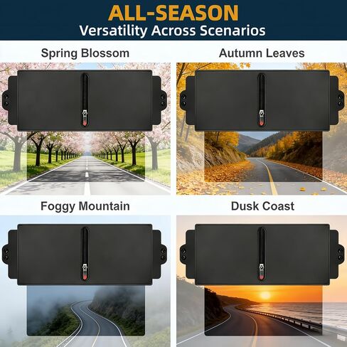 2Pcs Sun Visor Extender for Car,Upgraded Polarized,UV400 PC Lens Visor Extender Attachment for Car Visor with Zipper Slider,Car Visor Extender Sun Blocker Anti-Glare 2 Side Sunshade for Safe Driving in Kuwait