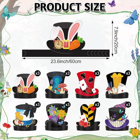 24 Pcs Wonderland Party Hats Wonderland Themed Birthday Paper Headbands Crown Tea Party Favors Supplies for Photo Booth Props Tea Parties Fairytale Birthday Decorations in Kuwait