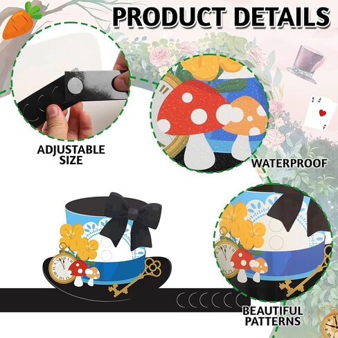 24 Pcs Wonderland Party Hats Wonderland Themed Birthday Paper Headbands Crown Tea Party Favors Supplies for Photo Booth Props Tea Parties Fairytale Birthday Decorations in Kuwait