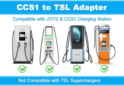 AFI للإلكترونيات | متوافق مع موديل تيسلا 3 Y S X | محول CCS1 وJ1772 إلى TSL | محول محمول ومتين ومقاوم للماء وملحق شاحن CCS العالمي in Kuwait