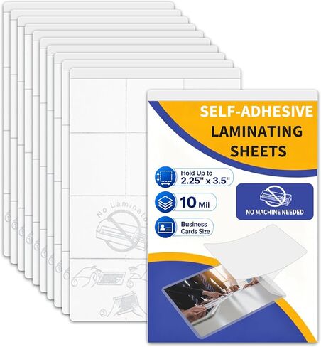 Binditek 20 Pack 10 Mil Self-Sealing Laminating Pouches, 2.6 x 3.9 Inches Self-Adhesive Laminating Pouches for Business Cards, ID Cards, Insurance Cards, Wallet Cards, Clear Glossy, No Machine Needed in Kuwait