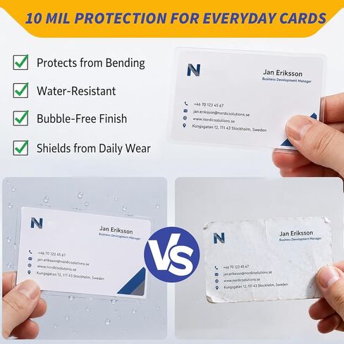 Binditek 20 Pack 10 Mil Self-Sealing Laminating Pouches, 2.6 x 3.9 Inches Self-Adhesive Laminating Pouches for Business Cards, ID Cards, Insurance Cards, Wallet Cards, Clear Glossy, No Machine Needed in Kuwait