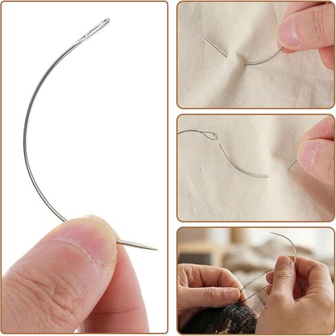 16 PCS Curved Needle Set, 2" 2.5" 3" 3.5" Curved Hand Sewing Needles, Leather and Weaving Needles for Carpet Leather Canvas Repairing, Blocking Knitting, Modelling and Crafts in Kuwait