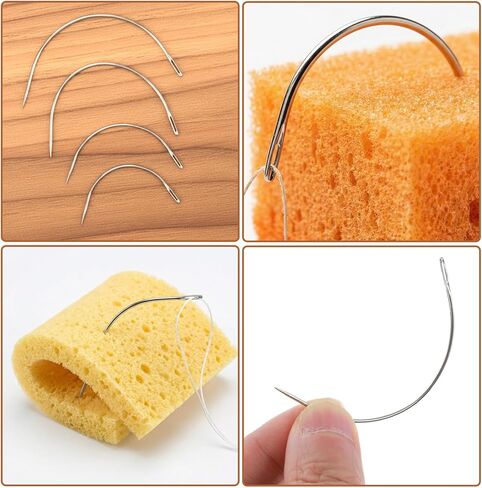 16 PCS Curved Needle Set, 2" 2.5" 3" 3.5" Curved Hand Sewing Needles, Leather and Weaving Needles for Carpet Leather Canvas Repairing, Blocking Knitting, Modelling and Crafts in Kuwait