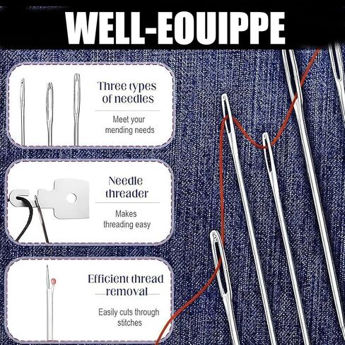 Big Eye Steel Sewing Needles Kit, 36PCS Stainless Steel Sewing Needle Kit, Steel Needles for Hand Sewing, Professional DIY Lovers, Portable Travel Working(36pcs/Set) in Kuwait