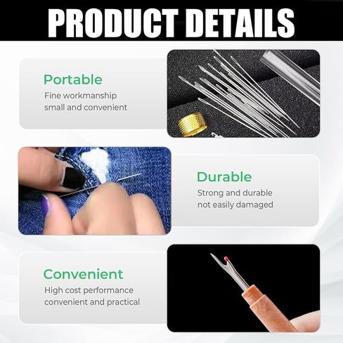 Big Eye Steel Sewing Needles Kit, 36PCS Stainless Steel Sewing Needle Kit, Steel Needles for Hand Sewing, Professional DIY Lovers, Portable Travel Working(36pcs/Set) in Kuwait