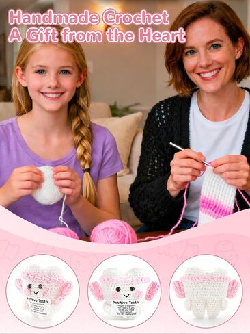 Dental Hygienist Gifts, Positive Crochet Tooth Dentist Gifts with Card for Women, Dental, Nurse, Assistant Inspirational Plush, Office Desk Decor, Easter Basket Essentials Stuffers in Kuwait