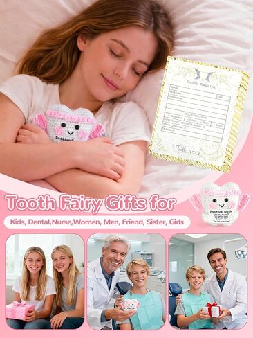 Dental Hygienist Gifts, Positive Crochet Tooth Dentist Gifts with Card for Women, Dental, Nurse, Assistant Inspirational Plush, Office Desk Decor, Easter Basket Essentials Stuffers in Kuwait