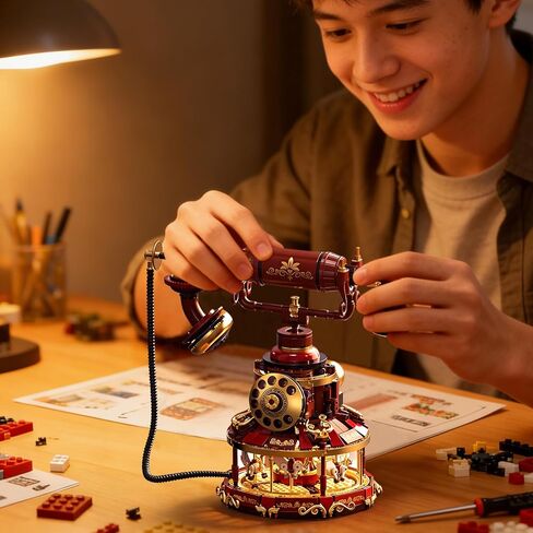 مجموعة مكعبات بناء الهاتف العتيقة للبالغين، متوافقة مع LEGO Retro مع قرص دوار دوار، ديكور مكتب مبتكر وهدية in Kuwait