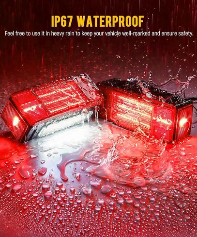 Partsam Submersible Low Profile Rectangular Trailer Lights 131 LEDs Combo Stop Brake Turn Tail License Running Side Marker with Reflective Stickers for Utility Boat Camper Trailers Trucks Pickups in Kuwait
