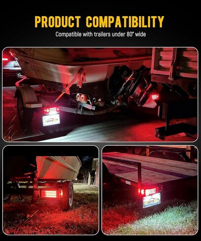 Partsam Submersible Low Profile Rectangular Trailer Lights 131 LEDs Combo Stop Brake Turn Tail License Running Side Marker with Reflective Stickers for Utility Boat Camper Trailers Trucks Pickups in Kuwait