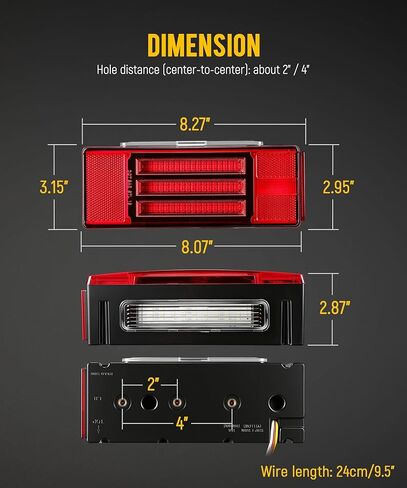 Partsam Submersible Low Profile Rectangular Trailer Lights 131 LEDs Combo Stop Brake Turn Tail License Running Side Marker with Reflective Stickers for Utility Boat Camper Trailers Trucks Pickups in Kuwait