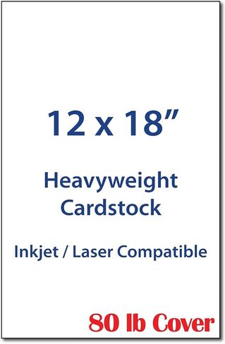 12" x 18" Cardstock Paper - 50 Sheets - Heavy 80lb Cover (218gsm) White Matte Poster Printer Paper - Large Cardstock 12x18 Paper for Signs Flyers Poster Board Displays Menus Events Presentations in Kuwait