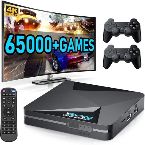 وحدة تحكم ألعاب Kinhank Retro مع أكثر من 65000 لعبة، وحدة تحكم Super Console X2 Pro لألعاب الفيديو Android 9.0/Emuelec 4.6، شريحة S905X2، مخرج 4K UHD، 2.4G+5G، BT 5.0 in Kuwait
