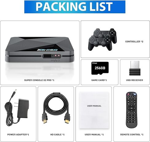 وحدة تحكم ألعاب Kinhank Retro مع أكثر من 65000 لعبة، وحدة تحكم Super Console X2 Pro لألعاب الفيديو Android 9.0/Emuelec 4.6، شريحة S905X2، مخرج 4K UHD، 2.4G+5G، BT 5.0 in Kuwait
