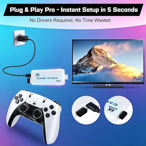 وحدة تحكم ألعاب Serpanix Retro مع مخرج HDMI 4K، عصا ألعاب التوصيل والتشغيل للتلفزيون، أكثر من 20,000 لعبة محملة مسبقًا، وحدات تحكم لاسلكية مزدوجة 2.4 جيجا هرتز، تدعم أكثر من 23 تنسيقًا للمحاكي - وحدة تحكم ألعاب فيديو مثالية لمتعة العائلة in Kuwait