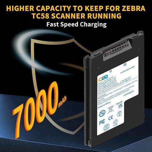 بطارية CBQ 7000 مللي أمبير TC53 TC78 متوافقة مع Zebra TC5301 TC53 TC58 TC73 TC78 ماسح الباركود المناسب لـ BT-000442A BBTRY-NGTC5TC7-66MA-01 BT-000442-0820 in Kuwait