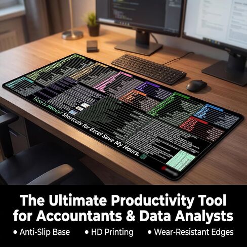 لوحة ماوس Excel Shortcut Keys، بساط مكتب كبير ممتد (31.5 × 11.8 بوصة) مع قاعدة غير قابلة للانزلاق وسطح قابل للغسل للألعاب والكمبيوتر ومكتب المكتب in Kuwait