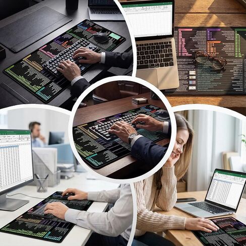 لوحة ماوس Excel Shortcut Keys، بساط مكتب كبير ممتد (31.5 × 11.8 بوصة) مع قاعدة غير قابلة للانزلاق وسطح قابل للغسل للألعاب والكمبيوتر ومكتب المكتب in Kuwait