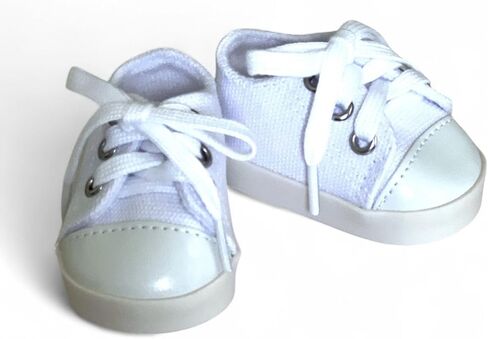 MBD Weighted Canvas Sneakers Doll Shoes Fits 18 Inch Dolls and Kennedy and Friends Dolls- 18 Inch Doll Shoes (White in Kuwait