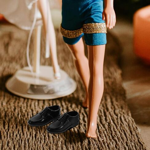 10Pcs 1/6 Scale Miniature Men Doll Shoes Black Prince Dress Shoes for Dollhouse Games and Doll Accessories in Kuwait