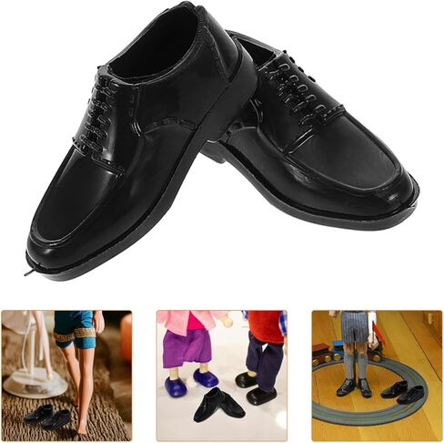 10Pcs 1/6 Scale Miniature Men Doll Shoes Black Prince Dress Shoes for Dollhouse Games and Doll Accessories in Kuwait