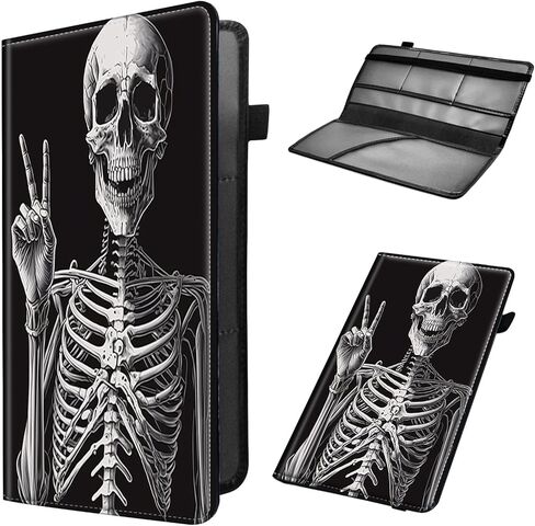 Car Registration and Insurance Holder, Leather Car Glove Box Organizer, Cool Car Accessories for ID, Driver's License Cards & Essential Document,Business Cards,Men&WomenRock Skeleton in Kuwait