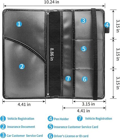Car Registration and Insurance Holder, Leather Car Glove Box Organizer, Cool Car Accessories for ID, Driver's License Cards & Essential Document,Business Cards,Men&WomenRock Skeleton in Kuwait