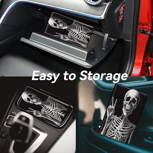 Car Registration and Insurance Holder, Leather Car Glove Box Organizer, Cool Car Accessories for ID, Driver's License Cards & Essential Document,Business Cards,Men&WomenRock Skeleton in Kuwait