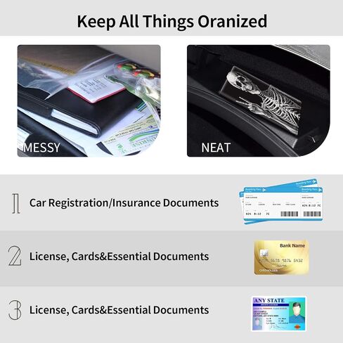 Car Registration and Insurance Holder, Leather Car Glove Box Organizer, Cool Car Accessories for ID, Driver's License Cards & Essential Document,Business Cards,Men&WomenRock Skeleton in Kuwait