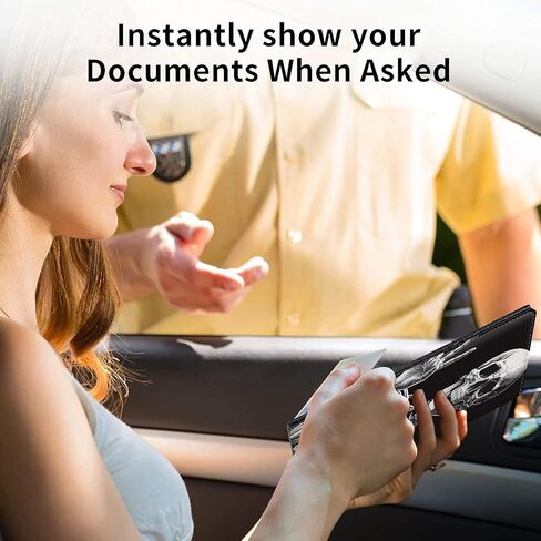 Car Registration and Insurance Holder, Leather Car Glove Box Organizer, Cool Car Accessories for ID, Driver's License Cards & Essential Document,Business Cards,Men&WomenRock Skeleton in Kuwait